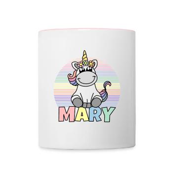 Nom de la licorne Marie - Mug contrasté - blanc/rose - Devant