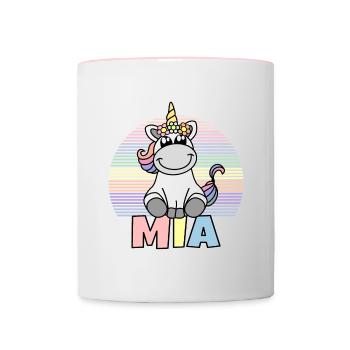 Mia Unicorn Name - Contrasting Mug - white/pink - Front