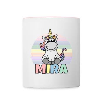 Mira Unicorn Name - Contrasting Mug - white/pink - Front