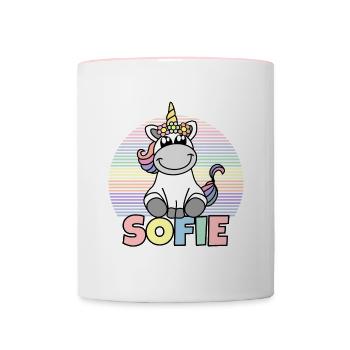 Sofie Einhorn Name - Tasse zweifarbig - Weiß/Pink - Vorne