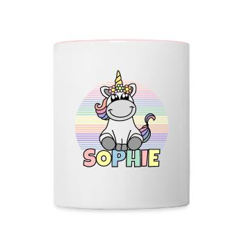 Sophie Unicorn Name - Contrasting Mug - white/pink - Front