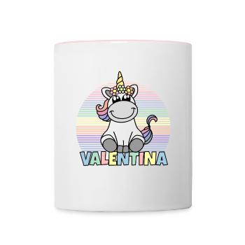 Valentina Einhorn Name - Tasse zweifarbig - Weiß/Pink - Vorne