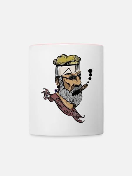 Bart Mann mit Zigarre - Tasse zweifarbig - Weiß/Pink