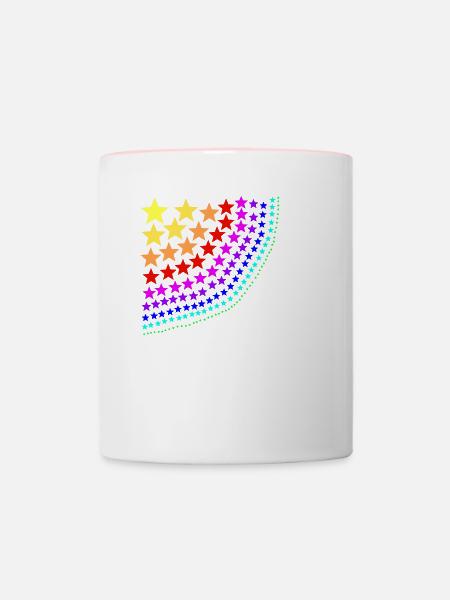 Sterne bunt Regenbogen Geschenkidee - Tasse zweifarbig - Weiß/Pink