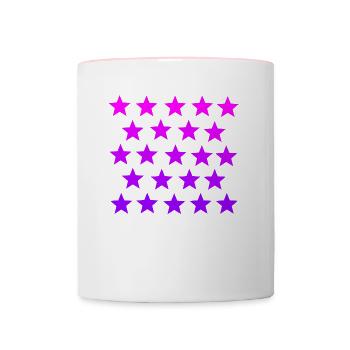 Sterne pink rosa violett lila Geschenkidee - Tasse zweifarbig - Weiß/Pink - Vorne