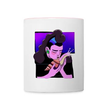 Baiser de passion d’un escargot - Mug contrasté - blanc/rose - Devant