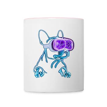 Le carlin au néon cool - Mug contrasté - blanc/rose - Devant