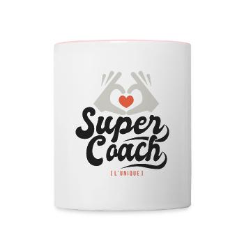 Super coach l unique cadeau coach entraineur - Mug contrasté - blanc/rose - Devant