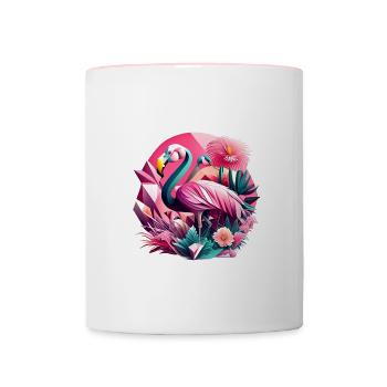 Geometrische Fauna, Flamingo, Geo Wild - Tasse zweifarbig - Weiß/Pink - Vorne