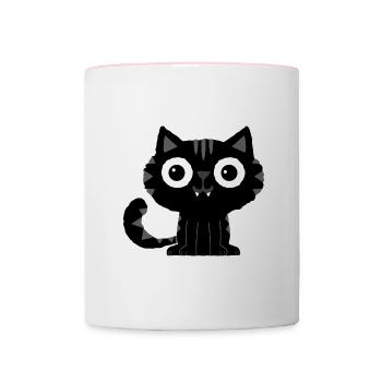 Chat Noir Halloween Vampire Enfants Dracula - Mug contrasté - blanc/rose - Devant