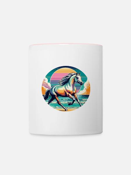 Arabische Pferdekunst - Tasse zweifarbig - Weiß/Pink