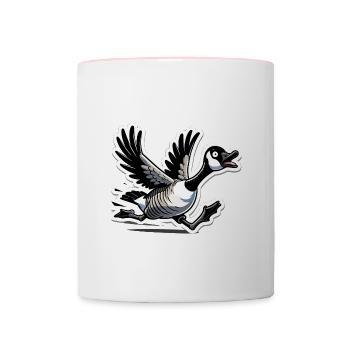 Funny Canadian Goose Illustration - Contrasting Mug - white/pink - Front