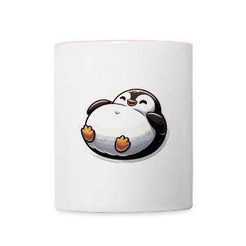 Fat Penguin Funny Penguin Gift - Contrasting Mug - white/pink - Front