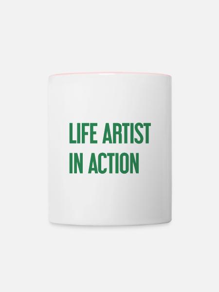 Lebenskünstler im Einsatz - Tasse zweifarbig - Weiß/Pink