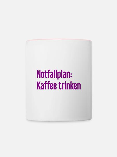 Kaffee-Notfallplan - Tasse zweifarbig - Weiß/Pink