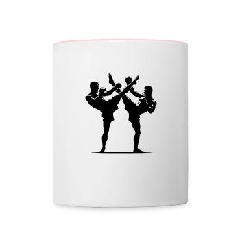 Muay Thai Kämpfer Design - Tasse zweifarbig - Weiß/Pink - Vorne