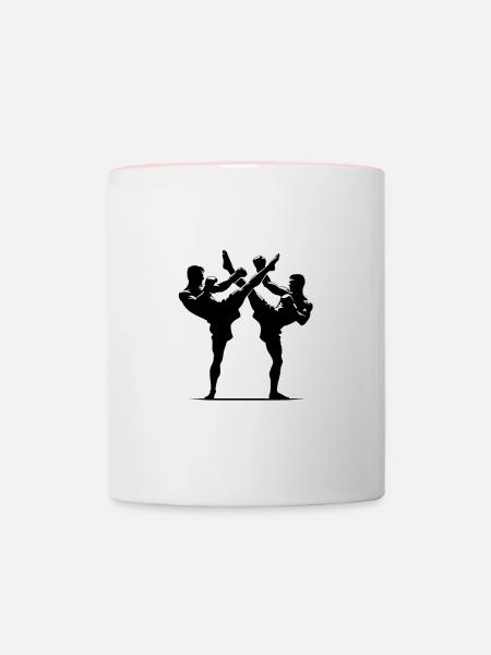 Kickboxen Kickboxer Sparring - Tasse zweifarbig - Weiß/Pink