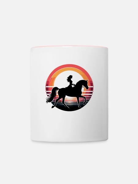 Arabisches Pferd Mädchen - Tasse zweifarbig - Weiß/Pink