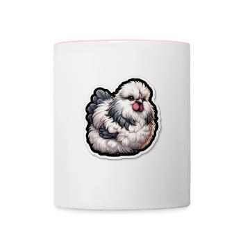 Silkie Chicken Fluffy Poulet Soyeux - Mug contrasté - blanc/rose - Devant