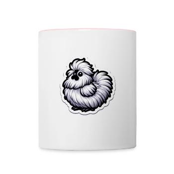 Silkie Chicken Fluffy Poulet Soyeux - Mug contrasté - blanc/rose - Devant