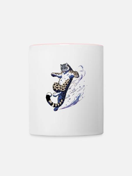 Schneeleopard Leopard Weißer Leopard - Tasse zweifarbig - Weiß/Pink
