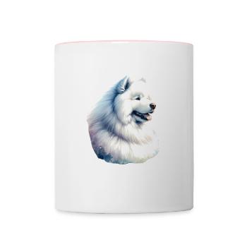 Chien Samoyède Cadeaux Mignon Samoyède Chien Graphique - Mug contrasté - blanc/rose - Devant
