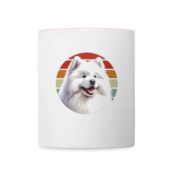 Chien Samoyède Cadeaux Mignon Samoyède Chien Graphique - Mug contrasté - blanc/rose - Devant