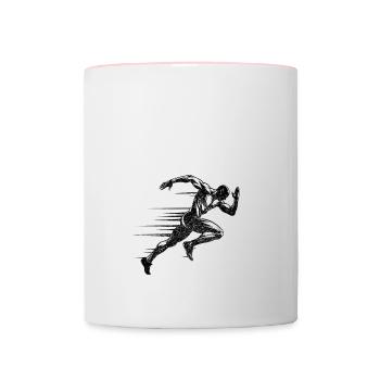 Bahnläufer Sprinter Sprint 100m Sprinter - Tasse zweifarbig - Weiß/Pink - Vorne