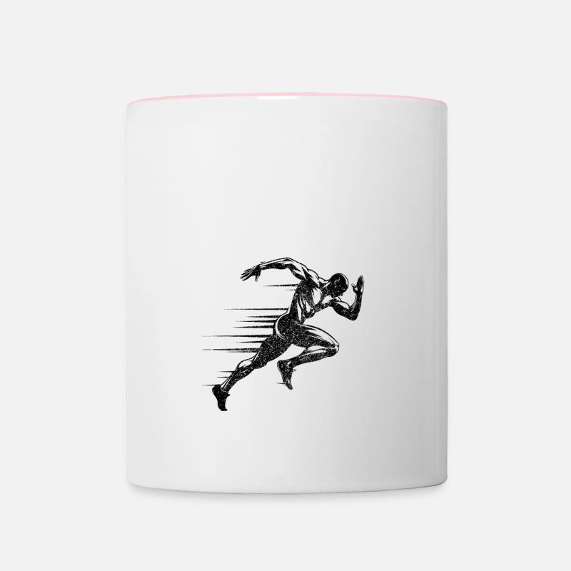 Coureur sur piste Sprinter Sprint 100m sprinter - Mug contrasté - blanc/rose