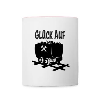 Glück auf - Tasse zweifarbig - Weiß/Pink - Vorne