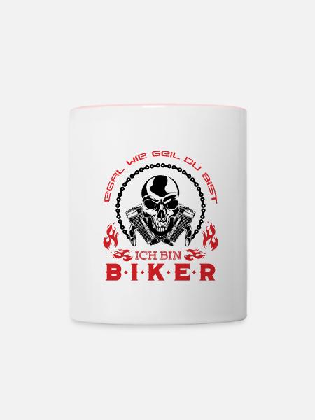 Motorradfahrer Spruch - Tasse zweifarbig - Weiß/Pink