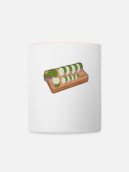 Sushi Rolle Drache - Tasse zweifarbig - Weiß/Pink