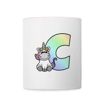 Unicorn Letter C - Contrasting Mug - white/pink - Front