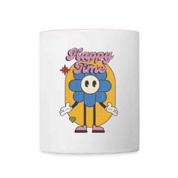Positive Happy-Grafik - Tasse zweifarbig - Weiß/Pink - Vorne