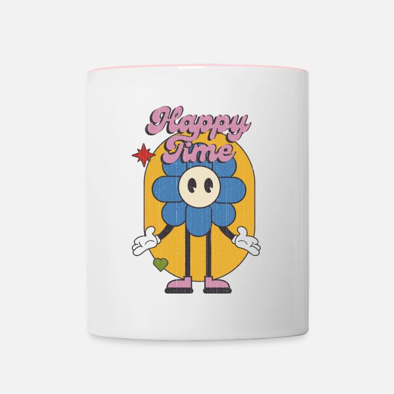 Graphique positif et heureux - Mug contrasté - blanc/rose