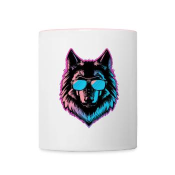 The Cool Synthwolf - Contrasting Mug - white/pink - Front