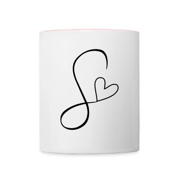 Buchstabe S Buchstabe-S Kalligrafie - Tasse zweifarbig - Weiß/Pink - Vorne
