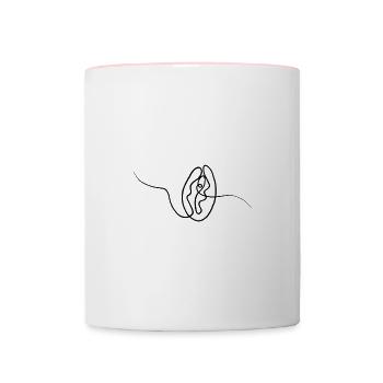"Vulva" One Line Art Drawing - Tasse zweifarbig - Weiß/Pink - Vorne