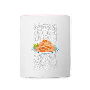 Statt Sorgen Nudeln machen - Tasse zweifarbig - Weiß/Pink - Vorne