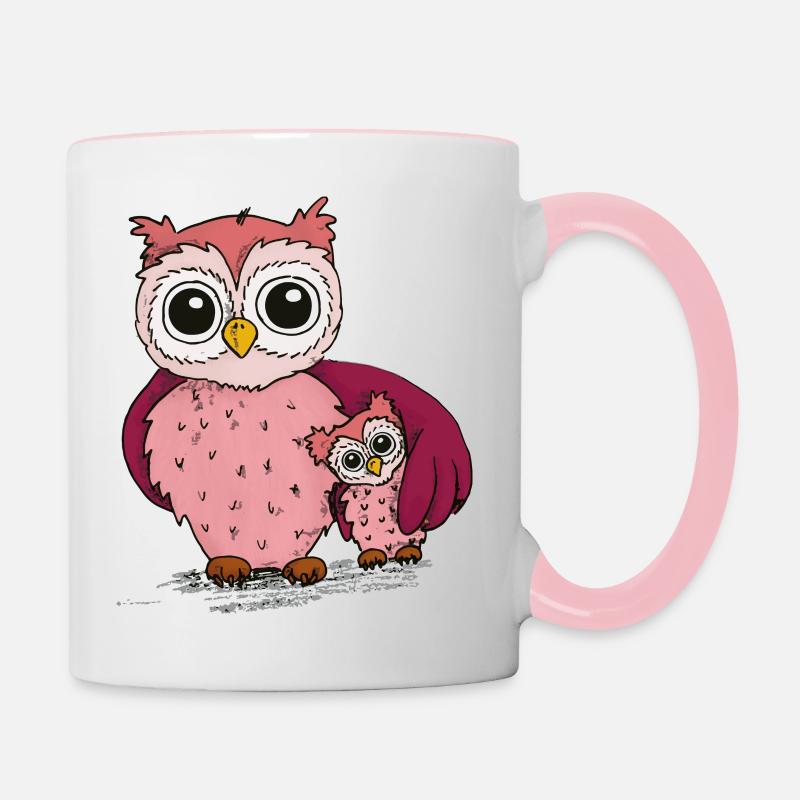 Eule Mutter Kind Beste Mama Nachteule Nachteule - Tasse zweifarbig - Weiß/Pink