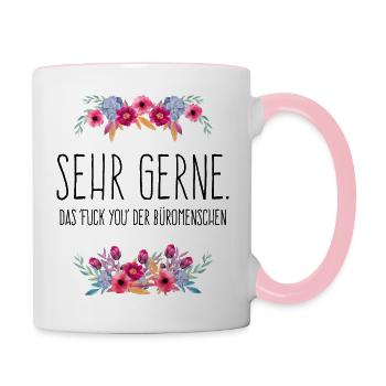 Sehr gerne das Fuck you der Büromenschen - black - Tasse zweifarbig - Weiß/Pink - Rechts