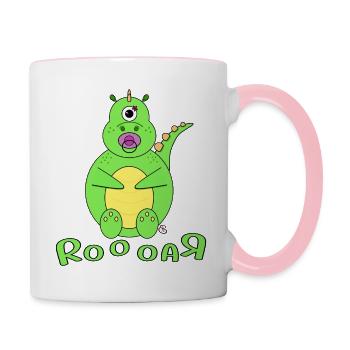 Baby Dino Name Kleinkind - Tasse zweifarbig - Weiß/Pink - Rechts