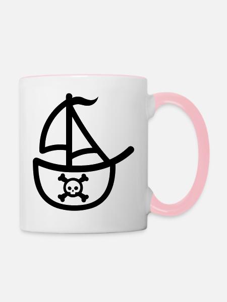 Piratenschiff - Tasse zweifarbig - Weiß/Pink