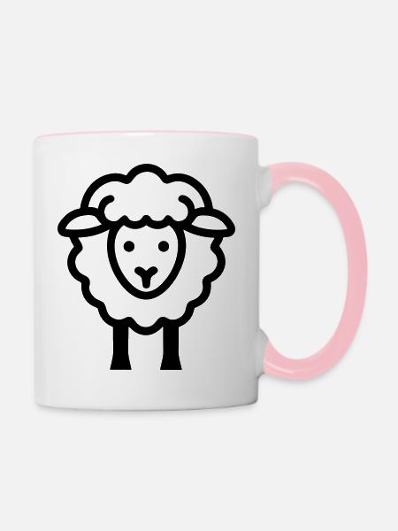 Schaf - Tasse zweifarbig - Weiß/Pink