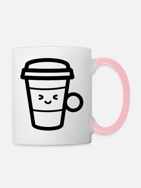 Kaffeebecher - Tasse zweifarbig - Weiß/Pink