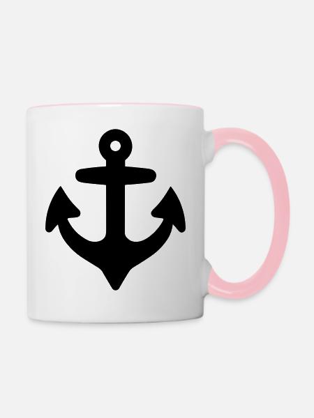 Anker - Tasse zweifarbig - Weiß/Pink