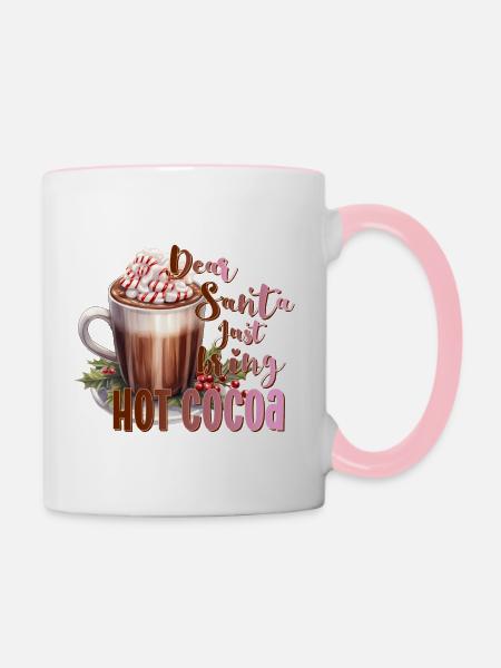 Dear Santa just bring hot cocoa xmas Kakao - Tasse zweifarbig - Weiß/Pink