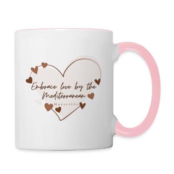 J’aime de coeur Marseille - Mug contrasté - blanc/rose - Droite