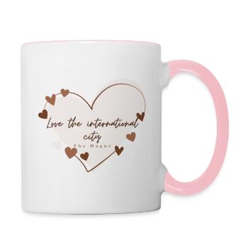 J’aime de cœur La Haye - Mug contrasté - blanc/rose - Droite