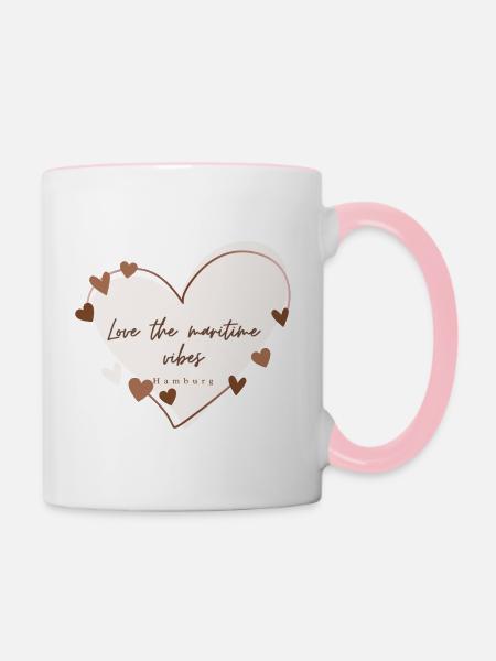 Ich liebe mit Herz Hamburg - Tasse zweifarbig - Weiß/Pink
